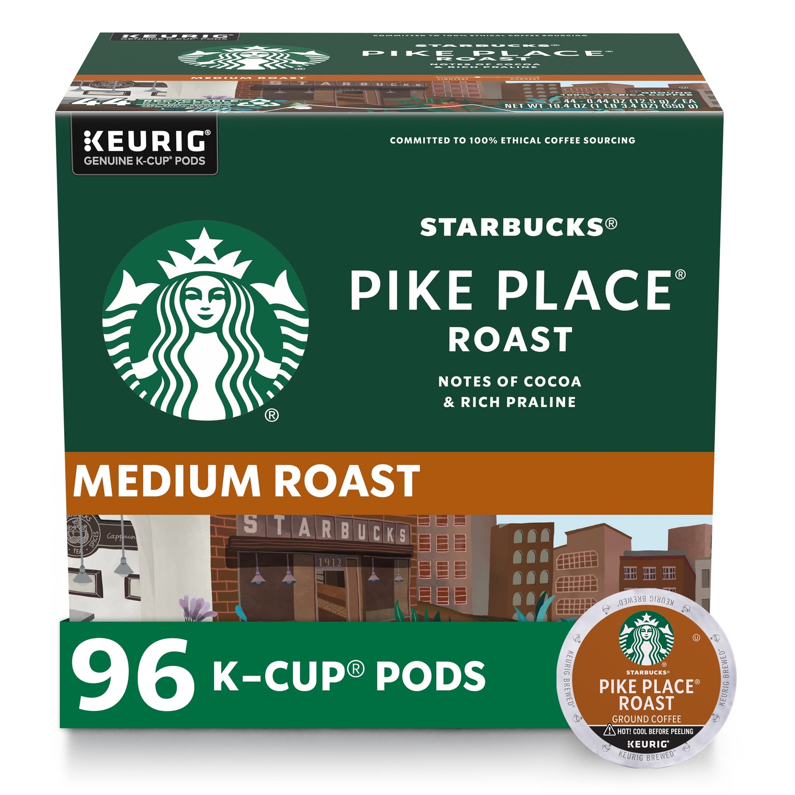 Starbucks K-Cup Coffee Pods Pike Place Roast 96 Pods Medium Roast