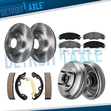 Front and Rear Disc Rotors Pads Brake Drums Shoes Kit for 2009 - 2011 Ford Focus