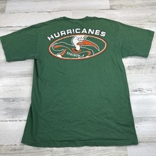 Vintage Miami Hurricanes Shirt Mens Medium Green Short Sleeve Sebastian Ibis