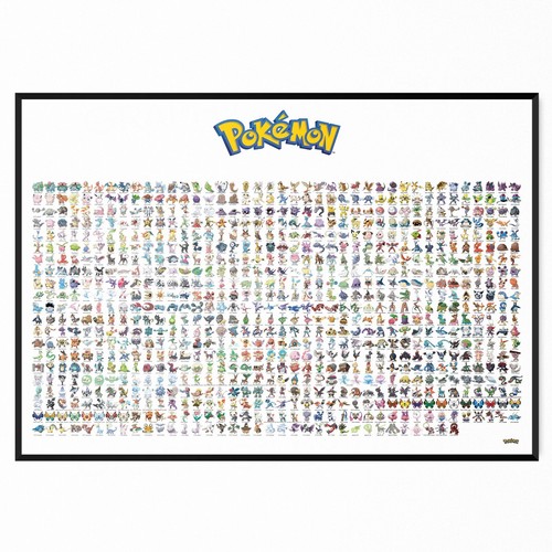Pokemon Full Pokedex 1-721 Gen 1 To Gen 6 Poster Art Print A5 A4 A3 A2 ...