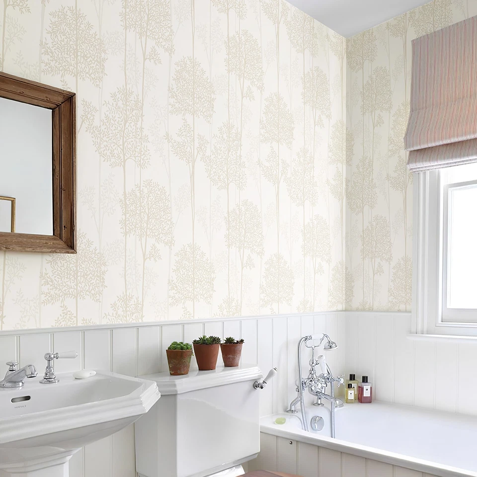 2Roll Jiffdiff Tree Wallpaper Peel And Stick Vinyl Sticker Beige Decal 17.3X120" - Image 2 of 4