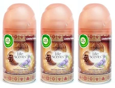 3 REFILLS Air Wick Freshmatic WOODLAND GLOW Automatic Spray Mahogany Pine Berry