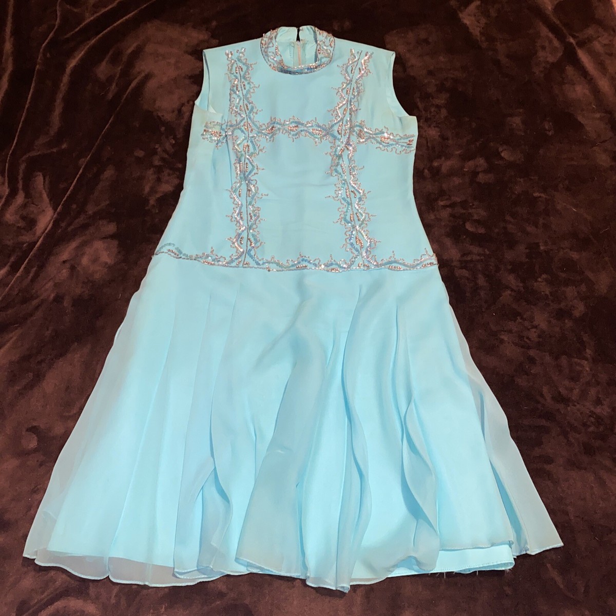 Vtg 1950's 60s Beaded Dress Turquoise Blue M Fitted Pleated Skirt Lined | eBay Vtg 1950's 60s Beaded Dress Turquoise Blue M Fitted Pleated Skirt Lined | eBay