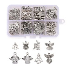 80Pcs Lead Free Antique Silver Tibetan Style Alloy Praying Angel Pendants Chrams