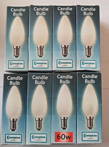 8x Light Bulbs Crompton Candle Bulb 60w SES E14 Pearl  - Afbeelding 1 van 3