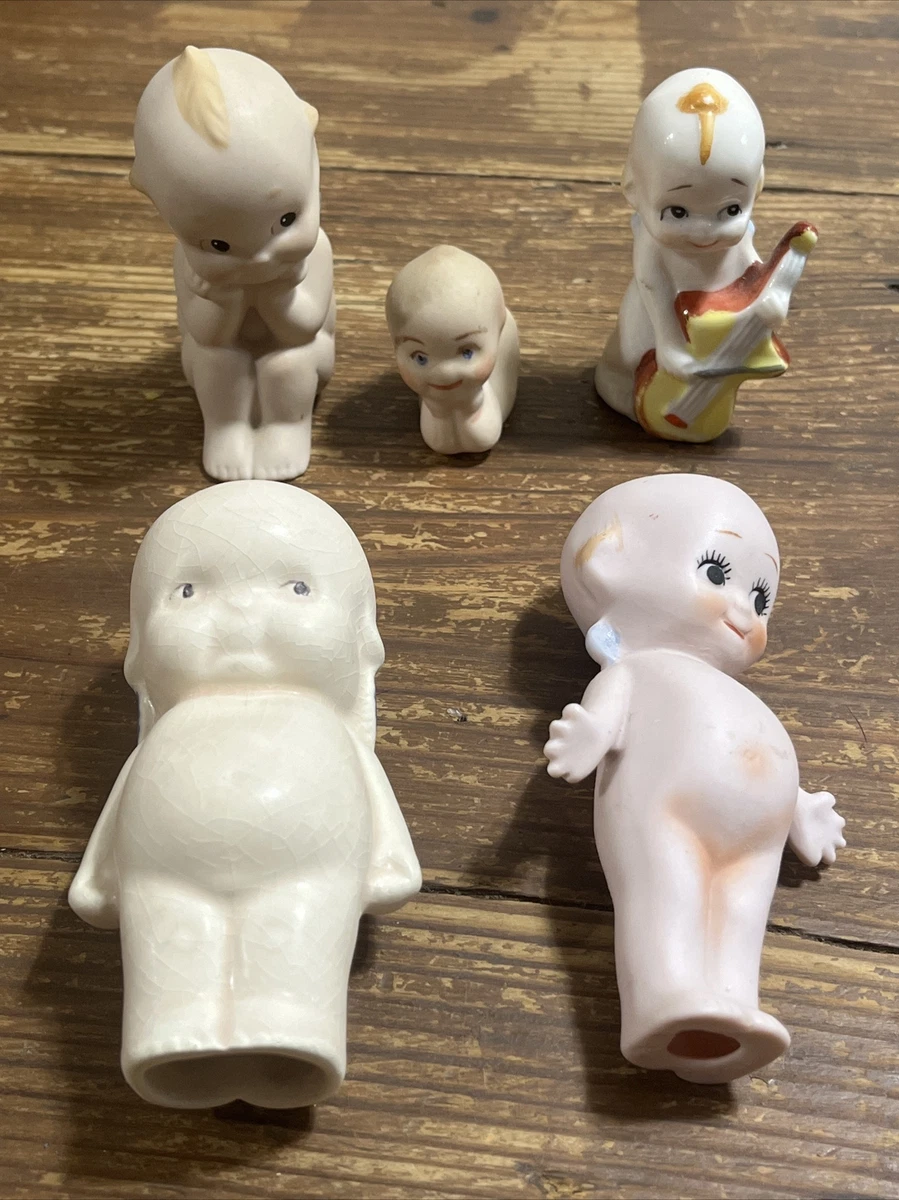 LOT 5 VINTAGE BISQUE PORCELAIN MINI KEWPIE DOLLS FIGURINES HAND