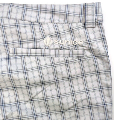 Sunice Waterproof Outdoor Golf Pants Large White Plaid Blue Gray Mens 36x33