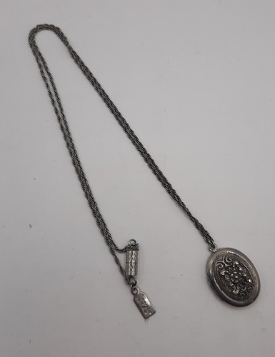 Vintage signiert 1928 silberfarbenes Medaillon Anhänger Halskette 18 Zoll - Bild 6 von 10