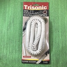 Trisonic - 25 FT Modular Coil Phone Cord - White