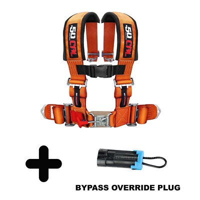 Orange 2in 4 point Harness w/ Bypass Plug For CanAm Maverick X3 Defender Turbo