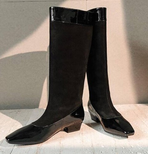 Nuevas botas hasta la rodilla de gamuza de cuero con tacones puntiagudos para mujer - Imagen 7 de 11