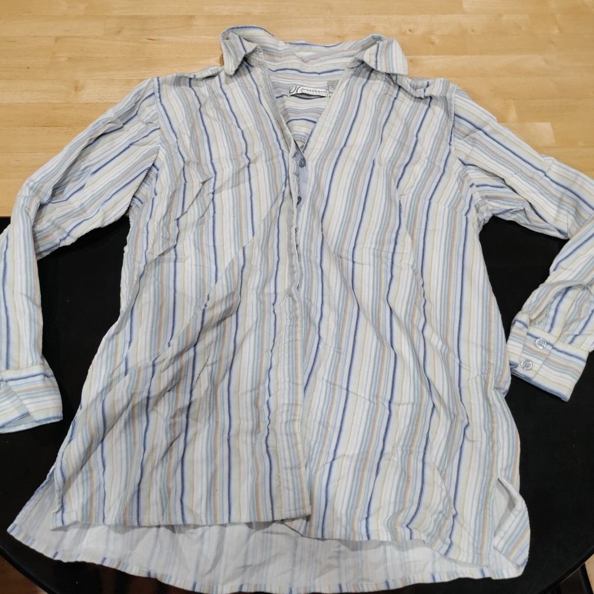 DRESSBARN WOMAN White collared Button Down Long Sleeve Shirt Top