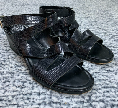Vince Camuto Heeled Sandals – Stylish Cage Upper With Stacked Mid Heel