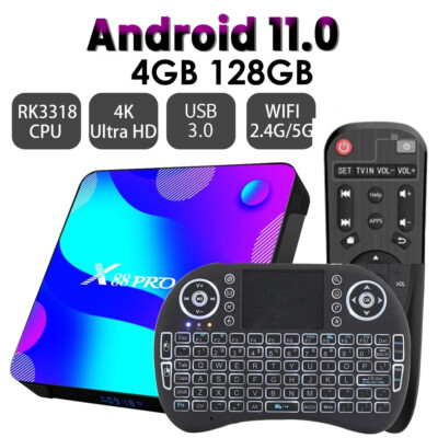 Android 11.0 Quad-core Smart TV BOX 4K WIFI HD Media Stream Player 4GB 128G KB 