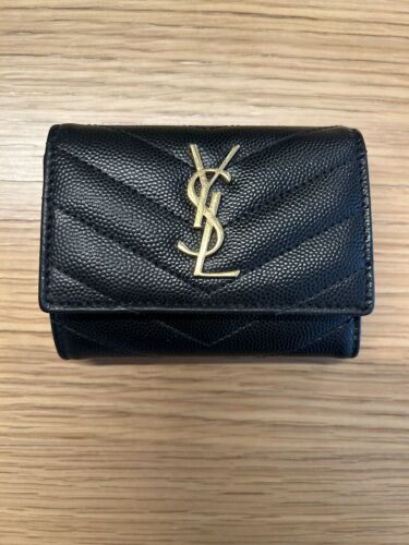 💛 YSL Yves Saint Laurent Black Gold Leather 6 Rin
