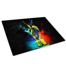 Green Blue Colourful Paint Glass Chopping Board Kitchen Worktop Protector