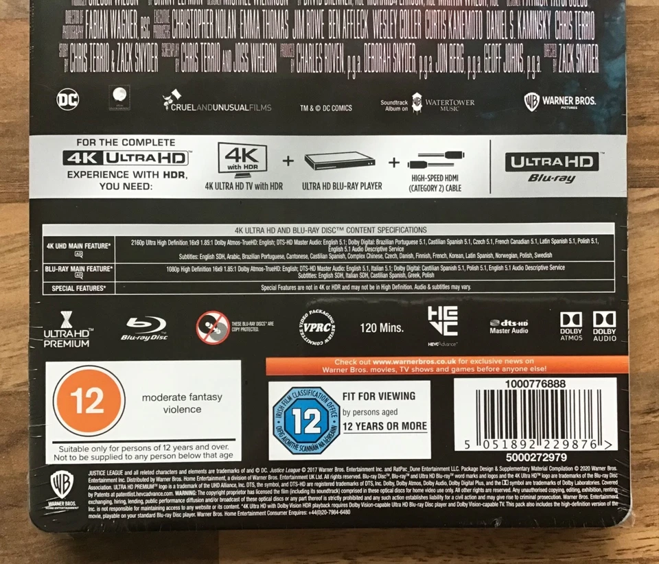 JUSTICE LEAGUE - 4K ULTRA HD & BLU-RAY STEELBOOK LIMITED EDITION NEW & SEALED - Image 3 of 4