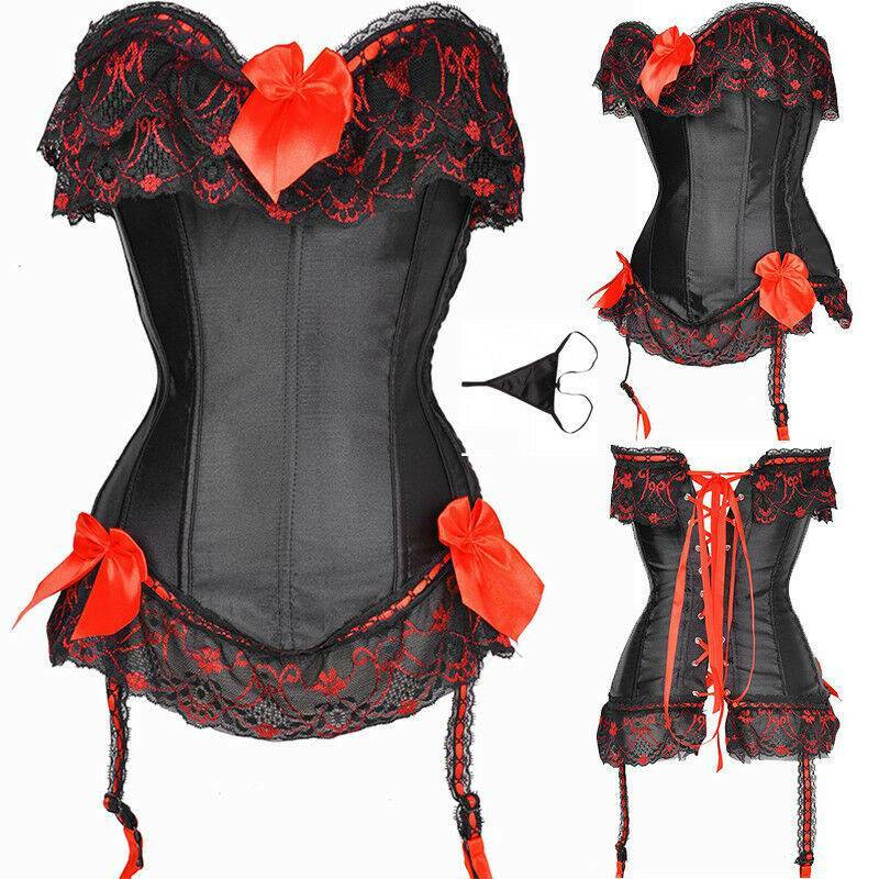 Corsetto donna sexy stringato bustier overbust burlesque top lingerie