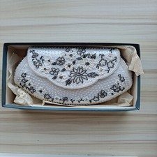 Vintage 1960s Beaded Clutch Purse Floral Formal Handbag Wedding Prom