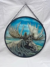 XL Stained Glass Moose Wild Life Suncatcher Art Glass