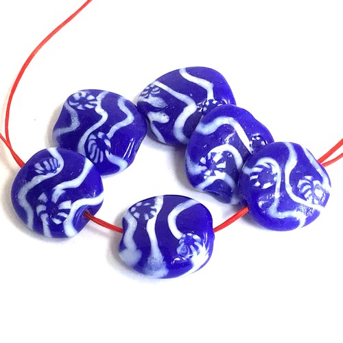 Lámpara de vidrio hecho a mano azul extendido arte 17 mm 8 piezas fabricación de joyas (G15) - Imagen 6 de 8