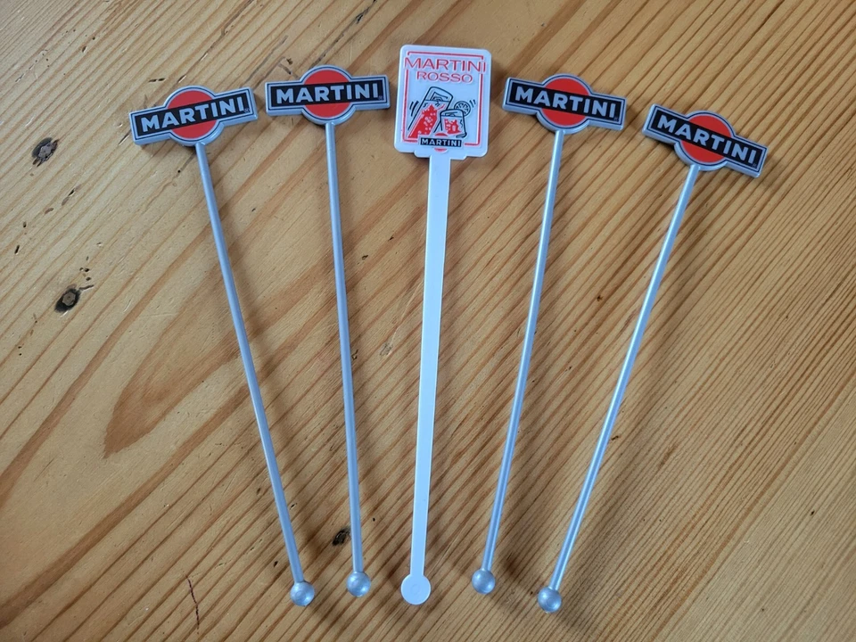 LOT 5 TOUILLEURS AGITATEURS PUBLICITAIRES MARTINI ROSSO ALCOOL APÉRITIF BISTROT - Photo 1/4