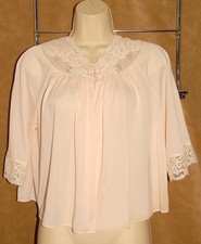 SHADOWLINE - Pale Pink - Nylon  Lace - Bed Jacket / Robe sz S VINTAGE 