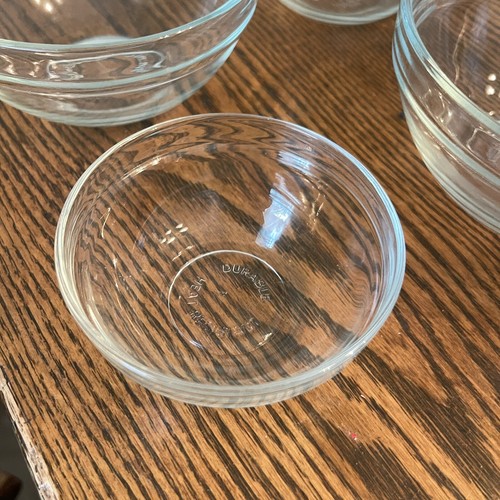 Vintage DURABLE Glass Nesting Mixing Bowls Set of 5 Heat Resistant 7" Largest - Picture 5 of 11