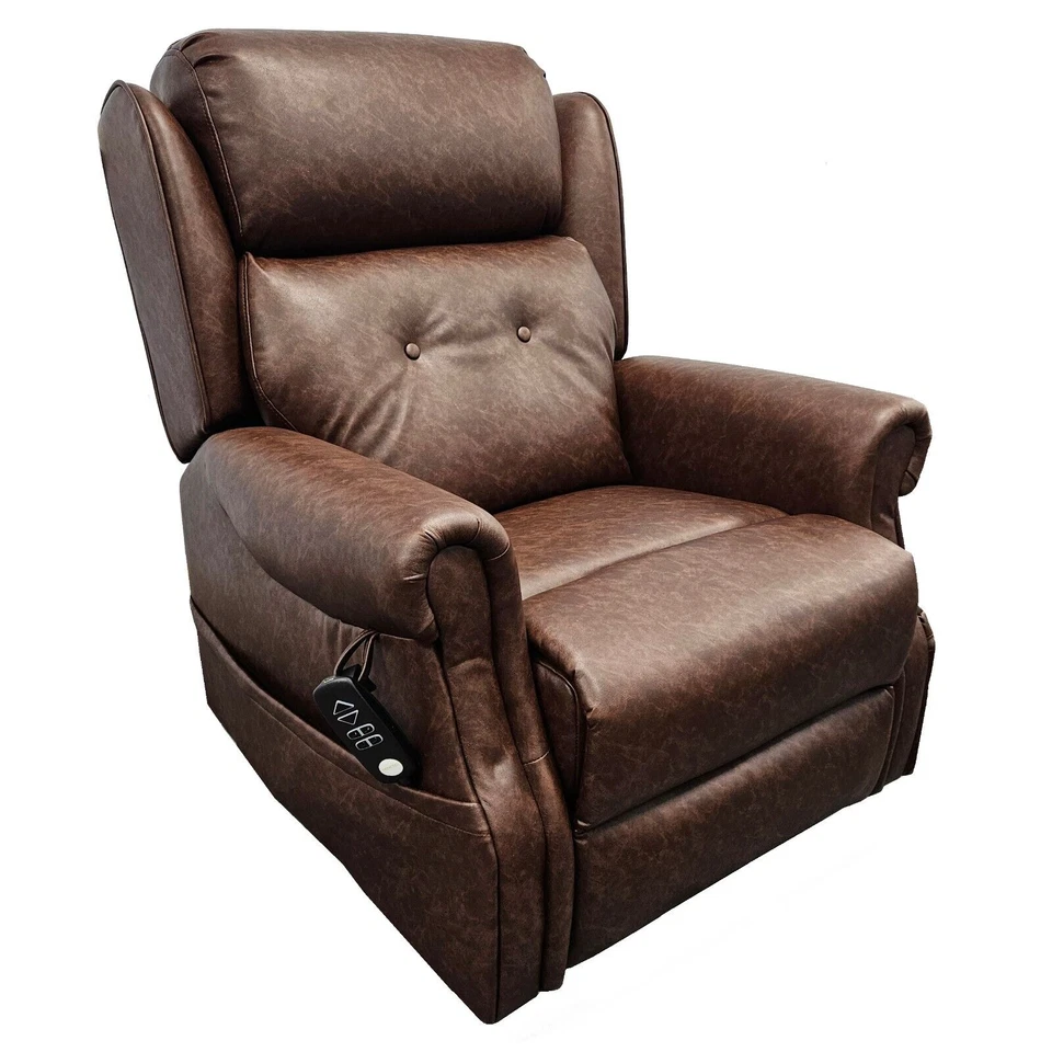 Oakworth Dual motor leather riser recliner chair powered headrest and USB port  
