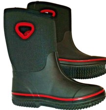 Wonder Nation Girls Neo Boots Size 5 Black and Red, Waterproof Bottoms