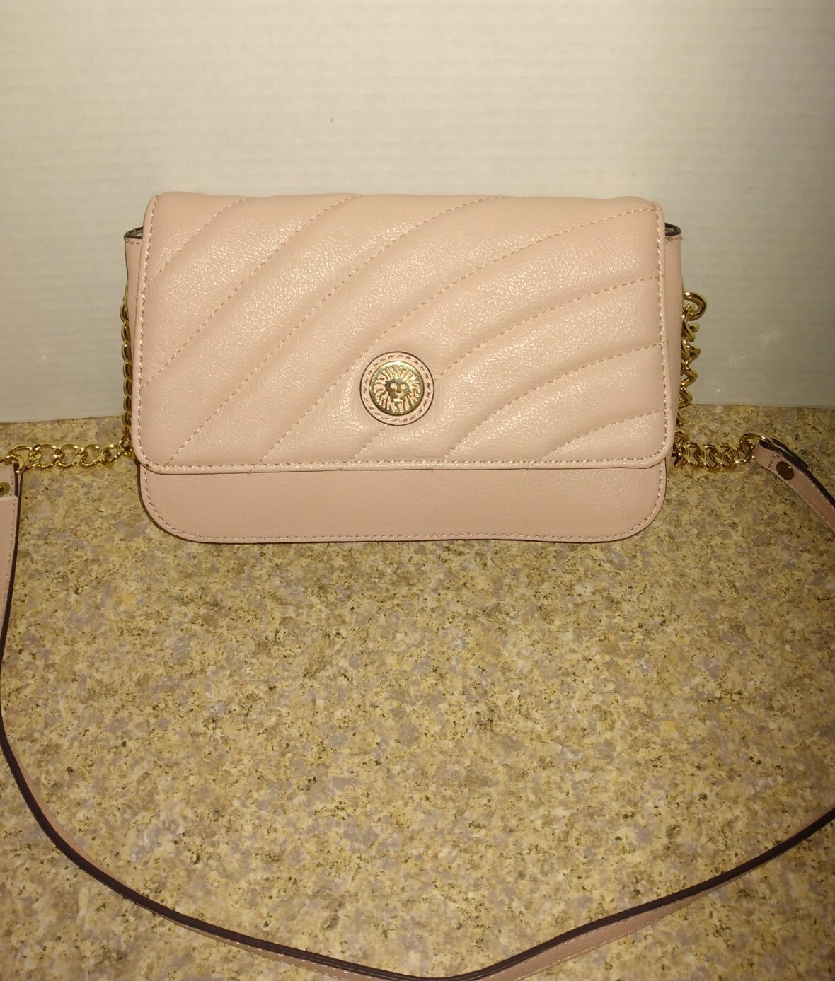 Anne Klein Baby Pink Faux Leather Chain Strap Shoulde… Gem