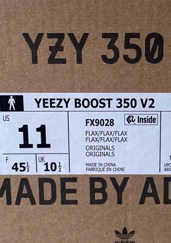 New Size 11 Adidas Yeezy Boost 350 v2 ‘Flax’ FX9028 Deadstock Kanye west 500 700 - Picture 7 of 8