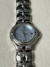 VINTAGE ESQUIRE ESQ MOVADO SWISS LIGHT BLUE DIAL WATCH 7-1/4"; WORKS!