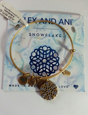 Alex and Ani SNOWFLAKE Bangle Bracelet NWT 2016 Gold Charm Mom