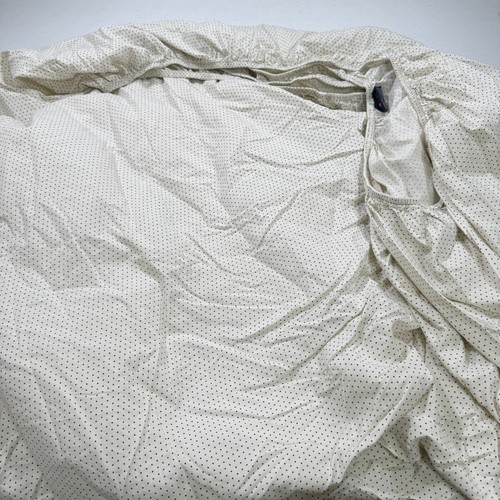 chaps fitted sheet queen 100% cotton navy white polka dot