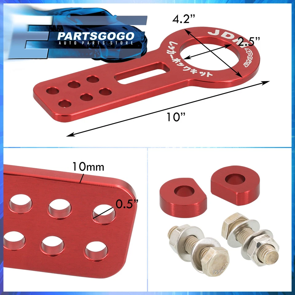 For 88-00 Honda Civic EF EG EK / 90-01 Integra DA DC Front JDM Tow Hook Kit Red Foto 2 de 3