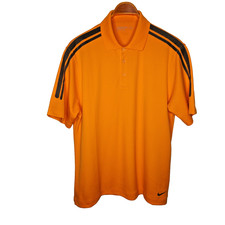 Nike Golf Polo Shirt Men's L Orange Dri-Fit Moisture Wicking Lightweight Top