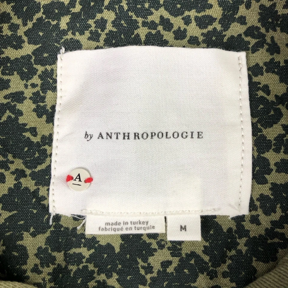 Chaqueta corta militar Anthropologie Maisie para mujer mediana verde mezcla de lino Foto 2 de 3