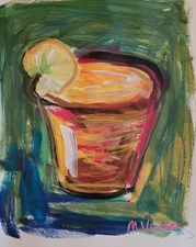 MONA VIVAR Original 11x14 Drink Bar Kitchen Abstract Fine Art Painting