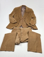 Vintage 3 Piece Courduroy Suit RETRO UNISEX small 1960-70s RICHMAN Brothers