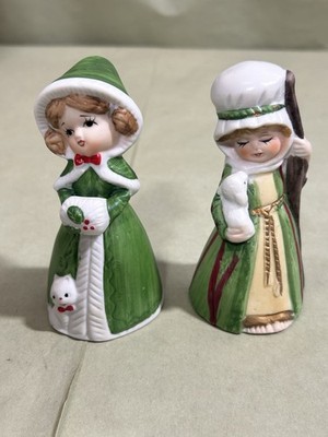 Two Vintage Jesco Figurines 1978 Girl Holding Lamb 1 Girl With Cat By Her Feet