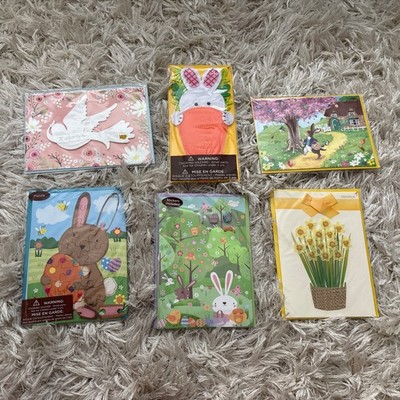 Papyrus Lot Of 6  Easter Cards New 3D Stickers Puzzles Floral Embellished