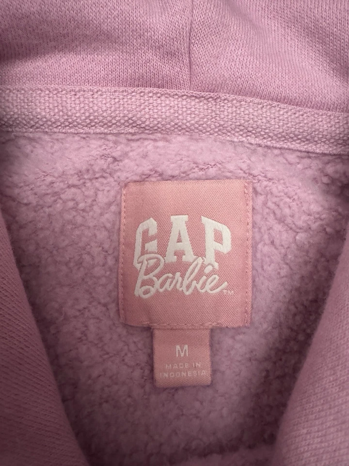 Gap Barbie fleece-lined pullover sweatshirt hoodie Sz Medium - Image 2 of 4