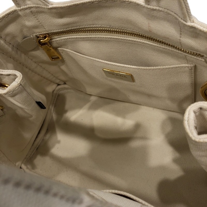 PRADA Canapa Handbag B2439G Ivory Canvas Handbag Ladies Used from japan thumbnail 5