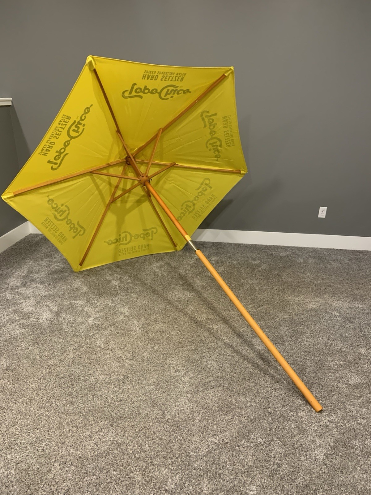 Topo Chico Seltzer Beer Patio Market Umbrella Canvas w/ Wood Post 8' T NEW