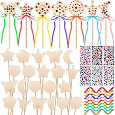 Chumia 42 Stck. Prinzessin Fee Zauberstäbe Set enthält 28 Holz Prinzessin Zauberstab, 6 Edelsteine