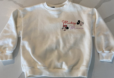 ZARA Disney Mickey Mouse & Friends embroidered character names Crewneck sweater