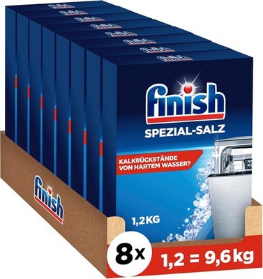 Finish Spezial-Salz Spülmaschinensalz 8x1,2kg für Geschirrspüler Kalkschutz