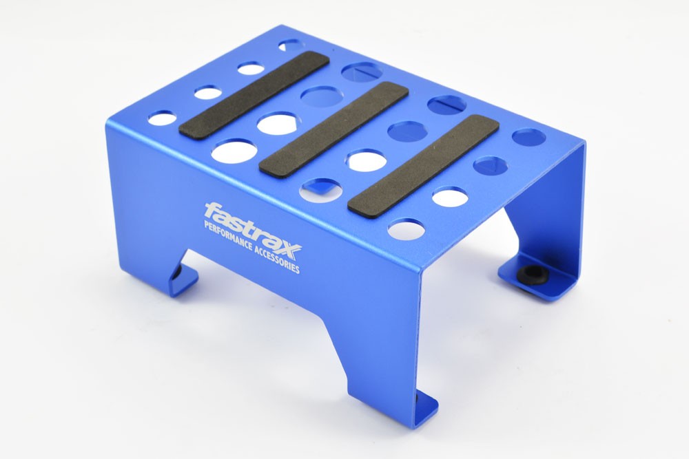 Fastrax Blue Anodised Aluminium Car Pit Stand for RC Cars