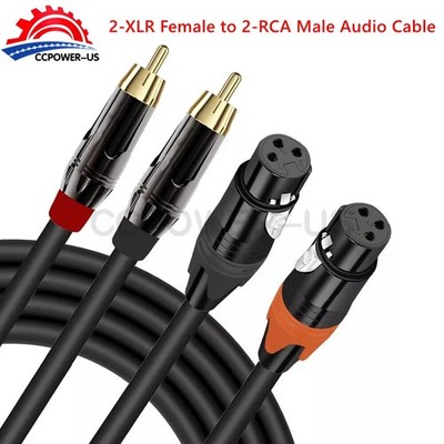 2-XLR Female to 2-RCA Male Stereo Microphones Cable Audio Patch Cable